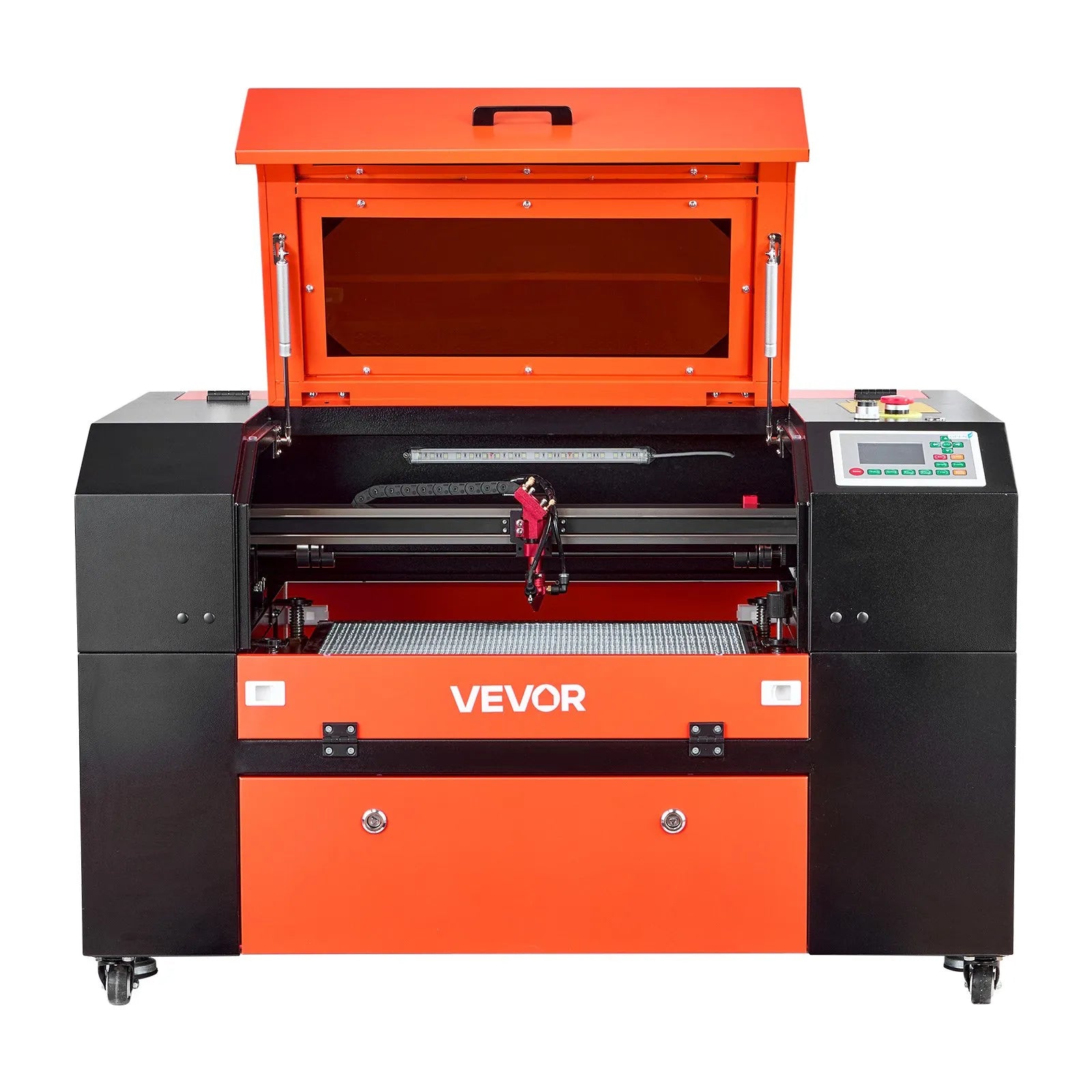 VEVOR 50 W CO₂ lāzera gravēšanas un griešanas iekārta, darba laukums 500 × 300 mm, ar 4 virzienu gaisa asistenci, savietojama ar LightBurn, CorelDRAW un RDWorks, piemērota kokam, akrilam un stiklam