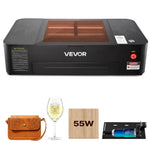 VEVOR 55 W CO₂ lāzera gravieris, 500 × 300 mm, galda tipa CO₂ lāzera gravēšanas un griešanas iekārta ar 16 MP kameru, ūdens sūkni un rotācijas asi, saderīga ar LightBurn, CorelDRAW un RDWorks, koksnei, akrilam un stiklam