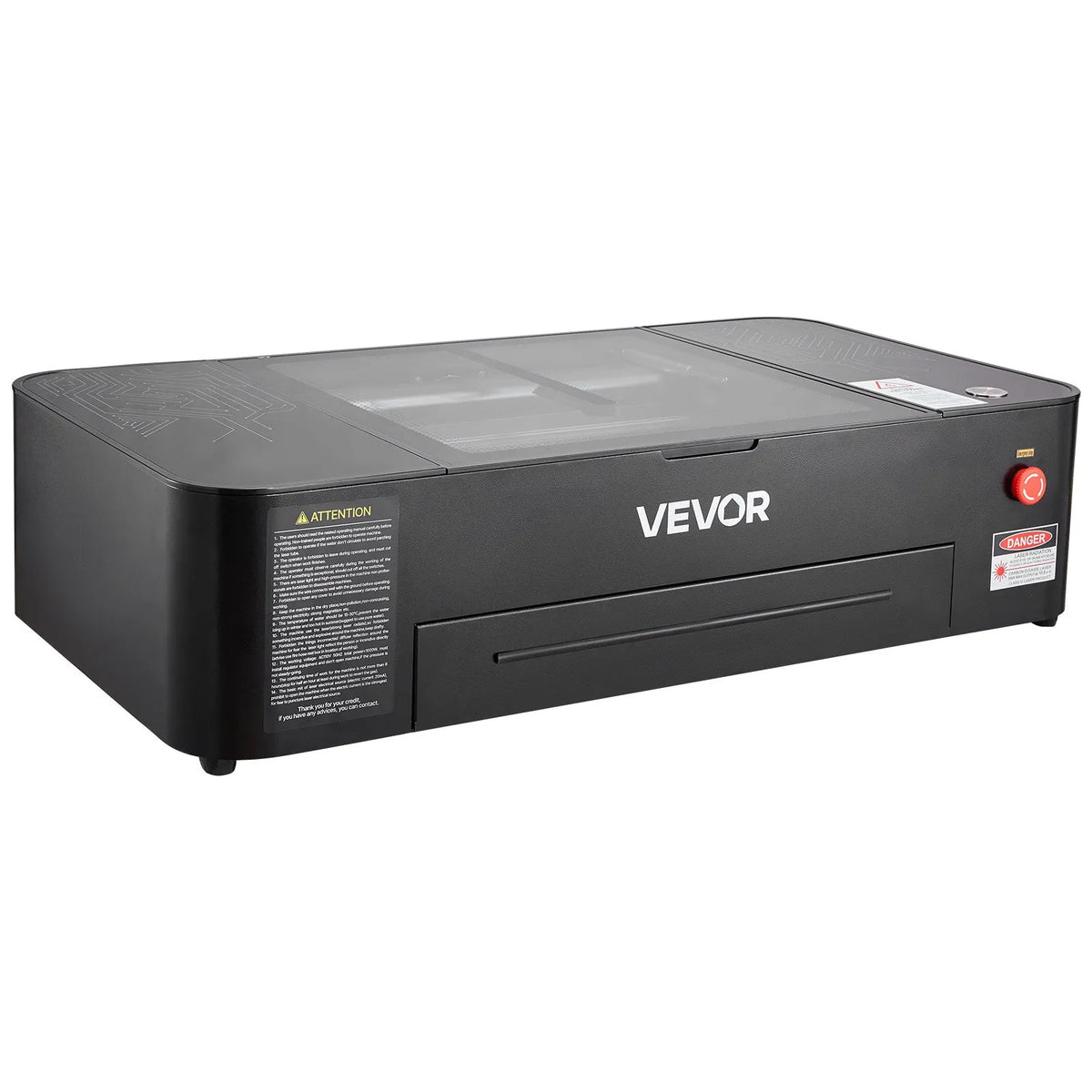 VEVOR 55 W CO₂ lāzera gravieris, 500 × 300 mm, galda tipa CO₂ lāzera gravēšanas un griešanas iekārta ar 16 MP kameru, ūdens sūkni un rotācijas asi, saderīga ar LightBurn, CorelDRAW un RDWorks, koksnei, akrilam un stiklam