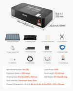 VEVOR 55 W CO₂ lāzera gravieris, 500 × 300 mm, galda tipa CO₂ lāzera gravēšanas un griešanas iekārta ar 16 MP kameru, ūdens sūkni un rotācijas asi, saderīga ar LightBurn, CorelDRAW un RDWorks, koksnei, akrilam un stiklam