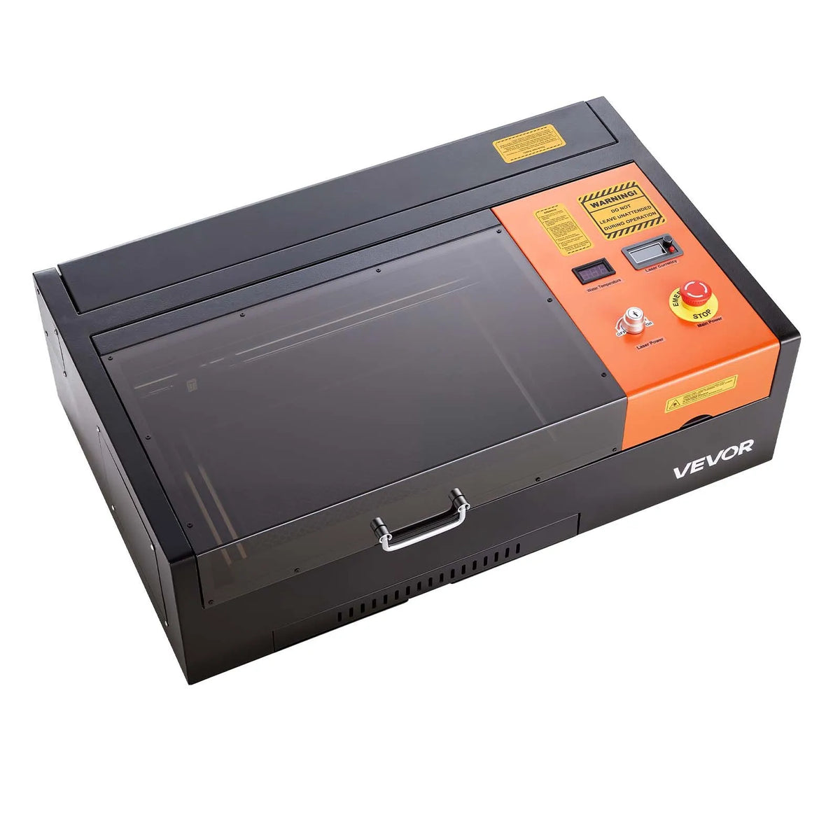 VEVOR 45 W galda CO₂ lāzera gravēšanas un griešanas iekārta, darba laukums 300 × 200 mm, ar rotācijas asi un gaisa padevi, saderīga ar LightBurn, CorelDRAW un GRBL, kokam, akrilam un stiklam