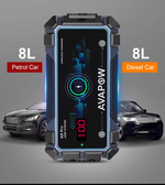 Avapow A9 PRO 12V auto starteris 2500A automašīnas akumulatora starteris, Bezvadu uzlāde 16000mAh jauda