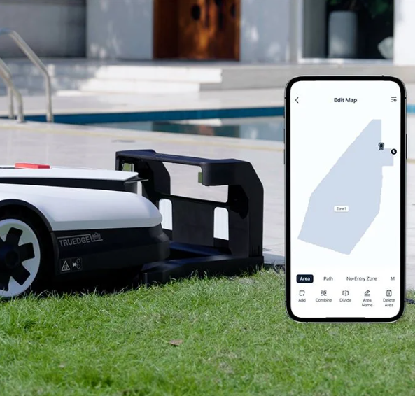 !Ecovacs GOAT A1600RTK zāles pļaušanas robots Bez ierobežojošo vadu, piemērots 1600m2 400m2/h, RTK+3D-ToF+Camera, ar 2 asmeņu blokiem (orbex)