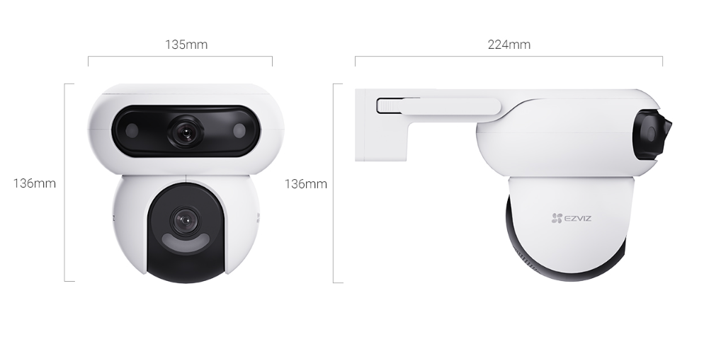 EZVIZ H90 Dual 2K (4MP+4MP) WIFI- 2,4GHz Ar 2 grozāmiem objektīviem Krāsaina nakts redzamība, cilvēka un automašīnu izsekošana, sirēna, divvirzienu audio