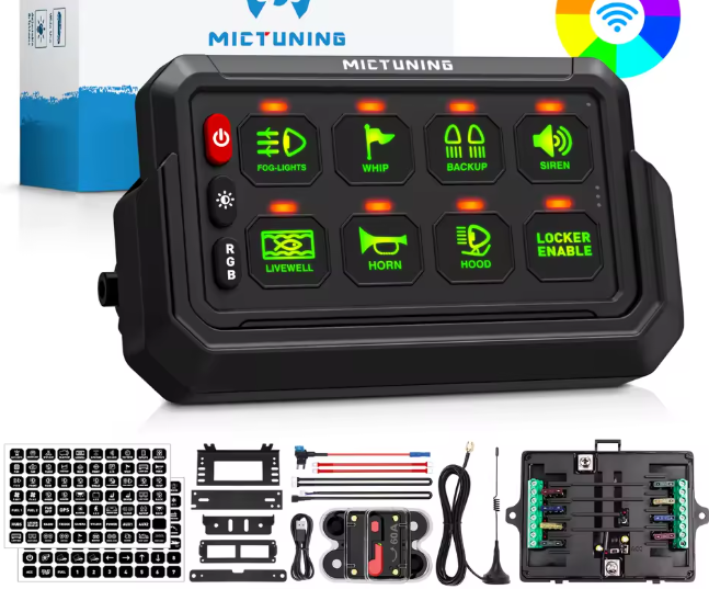 Universāls vadības panelis 12 pogu 12V-24V, bezvadu, regulējams RGB krāsu spilgtums automašīnām, bezceļu kravas automašīnām,