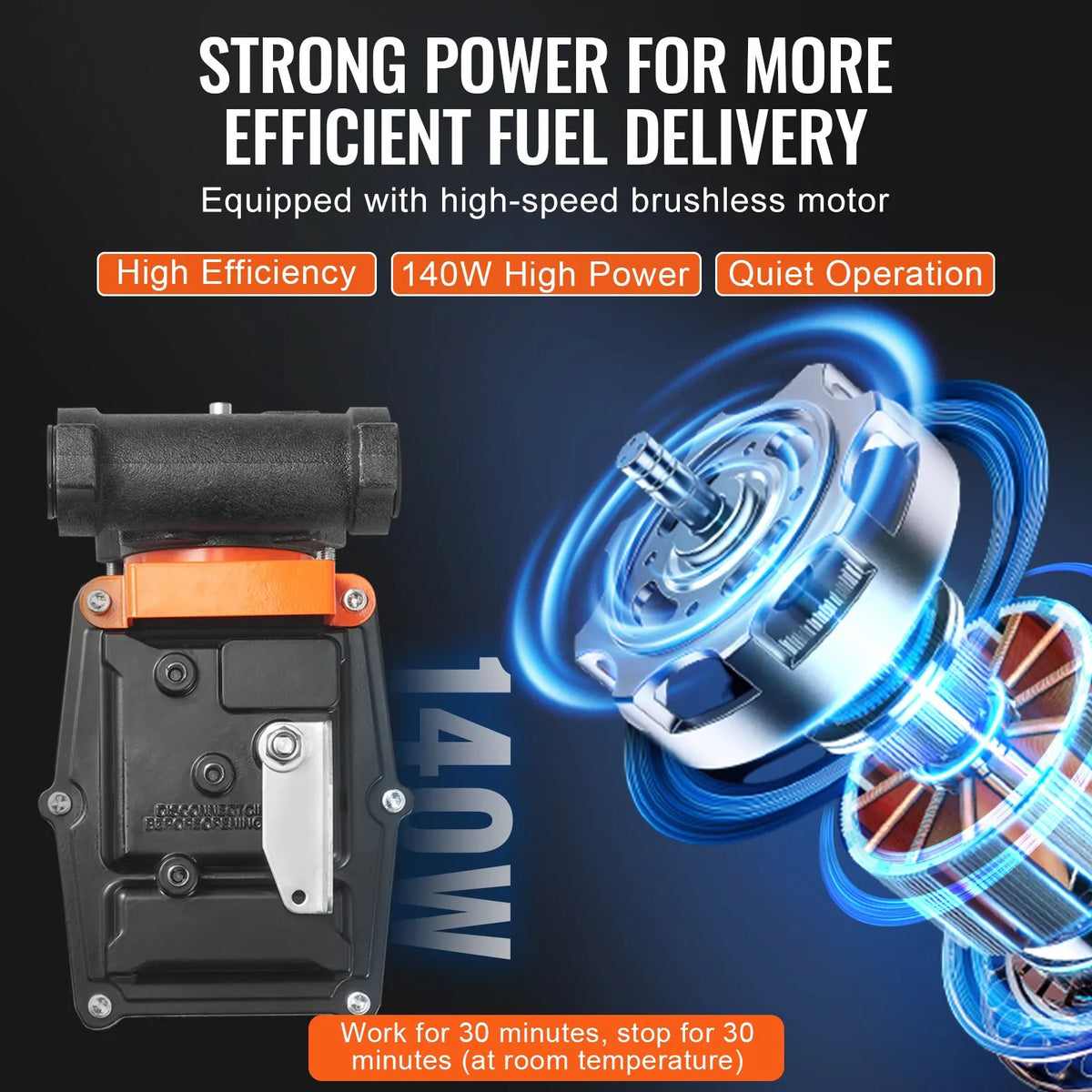 VEVOR degvielas pārsūknēšanas sūknis 12 V DC, 57 L/min, 186 W, portatīvs elektriskais degvielas sūknis ar automātisku izslēgšanās pistoli, ar ieplūdes un izplūdes šļūteni benzīnam, dīzeļdegvielai, petrolejai un metanola maisījumiem