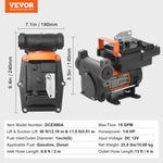 VEVOR degvielas pārsūknēšanas sūknis 12 V DC, 57 L/min, 186 W, portatīvs elektriskais degvielas sūknis ar automātisku izslēgšanās pistoli, ar ieplūdes un izplūdes šļūteni benzīnam, dīzeļdegvielai, petrolejai un metanola maisījumiem