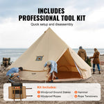 Палатка VEVOR Canvas Bell Tent, 4 сезона 4 м Юрта с печным отверстием, дышащая, до 6 человек, семейный кемпинг, охота на природе и вечеринки