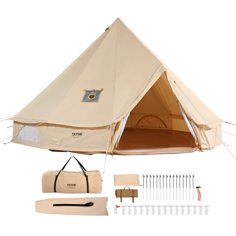 VEVOR Canvas Bell Tent, 4 Season 7 m Jurt Tent koos pliidipordiga, hingav, kuni 12 inimest, pere telkimine, väljas jahti ja pidusid