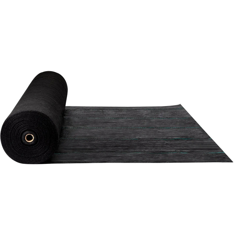VEVOR dārza pretnezāļu ģeotekstila audums 197 g/m², 120 × 3048 cm, smagas noslodzes ainavu segums dārza zemes pārklājumam, melns