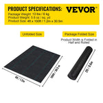 VEVOR dārza pretnezāļu ģeotekstila audums 197 g/m², 120 × 3048 cm, smagas noslodzes ainavu segums dārza zemes pārklājumam, melns