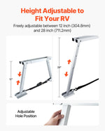VEVOR universāls RV stabilizators piekabēm un kemperiem, regulējams augstums 304,8–711,2 mm, salokāms, samazina transportlīdzekļa šūpošanos, 1 gab.