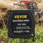 VEVOR automātiska divu akumulatoru atdalīšanas sistēma, 12 V, ar 140 A sprieguma jutīgo releju (VSR) un 6 m kabeli, saderīga ar kemperiem, laivām, automobiļiem, kravas un apvidus transportlīdzekļiem