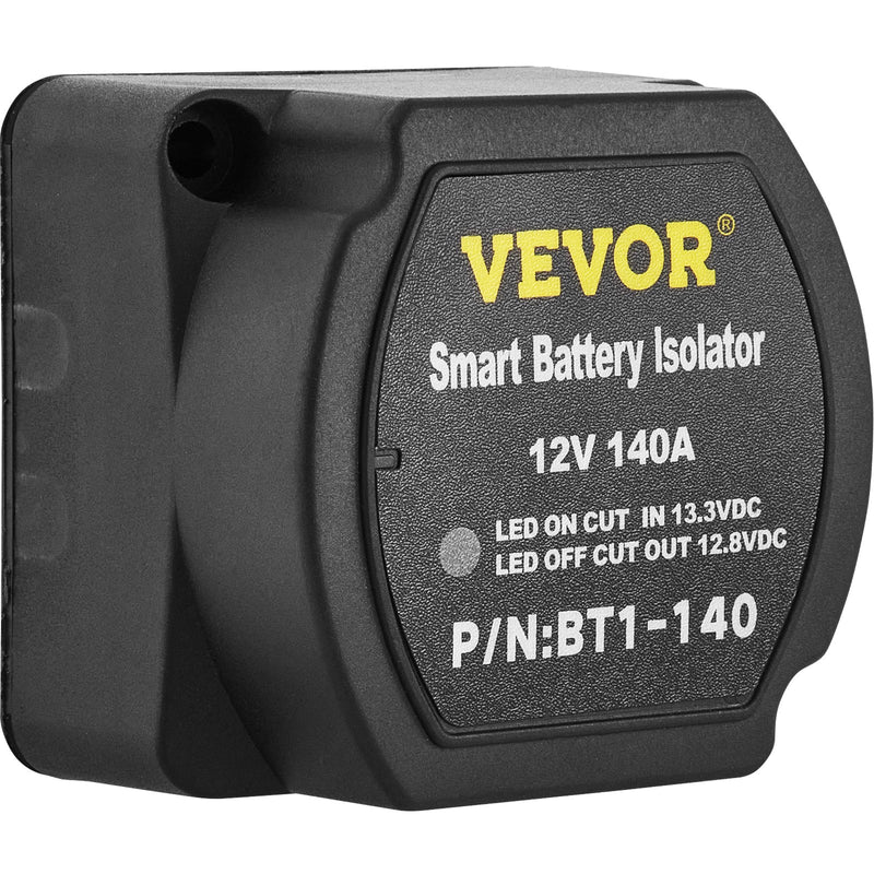 VEVOR Dual Battery Charging Relay Kit, 12V, 4 m, automaatne aku eraldaja komplekt 140A pinget tundva releega (VSR), sobib matkaautodele, paatidele, autodele, veoautodele, matkaautodele, jahtidele, ATV-dele, UTV-dele ja töökodadele.
