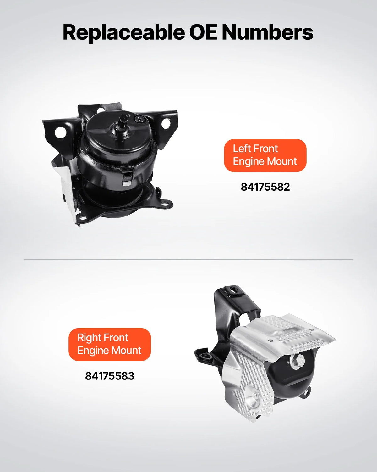 VEVOR dzinēja motora balstu nomaiņas komplekts, 2 gab., priekšējais kreisais un labais balsts, saderīgs ar Chevrolet Silverado 1500 2014–2018, 5,3 l V8, OE 84175582 un 84175583 nomaiņa