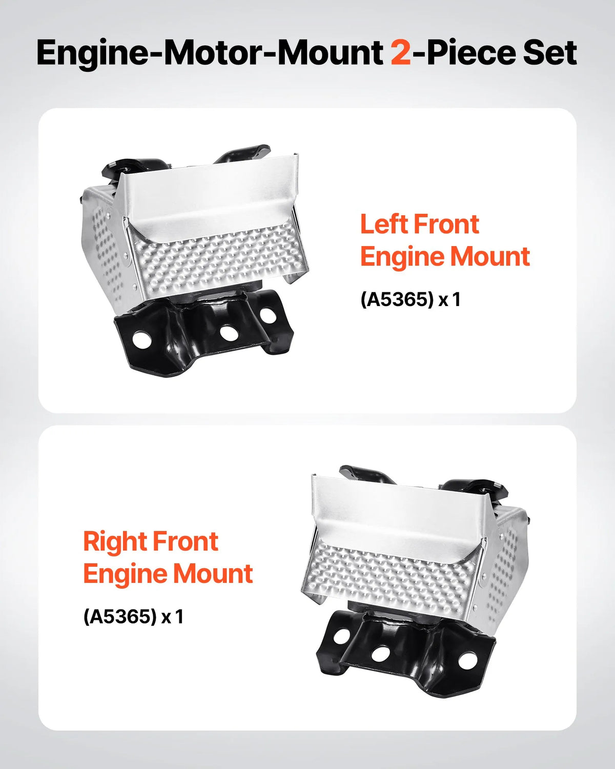 VEVOR dzinēja motora balstu nomaiņas komplekts, 2 gab., saderīgs ar Chevrolet Silverado 1500 2007–2013, 5.3L V8, priekšējie kreisais un labais balsts, OE A5365 nomaiņa