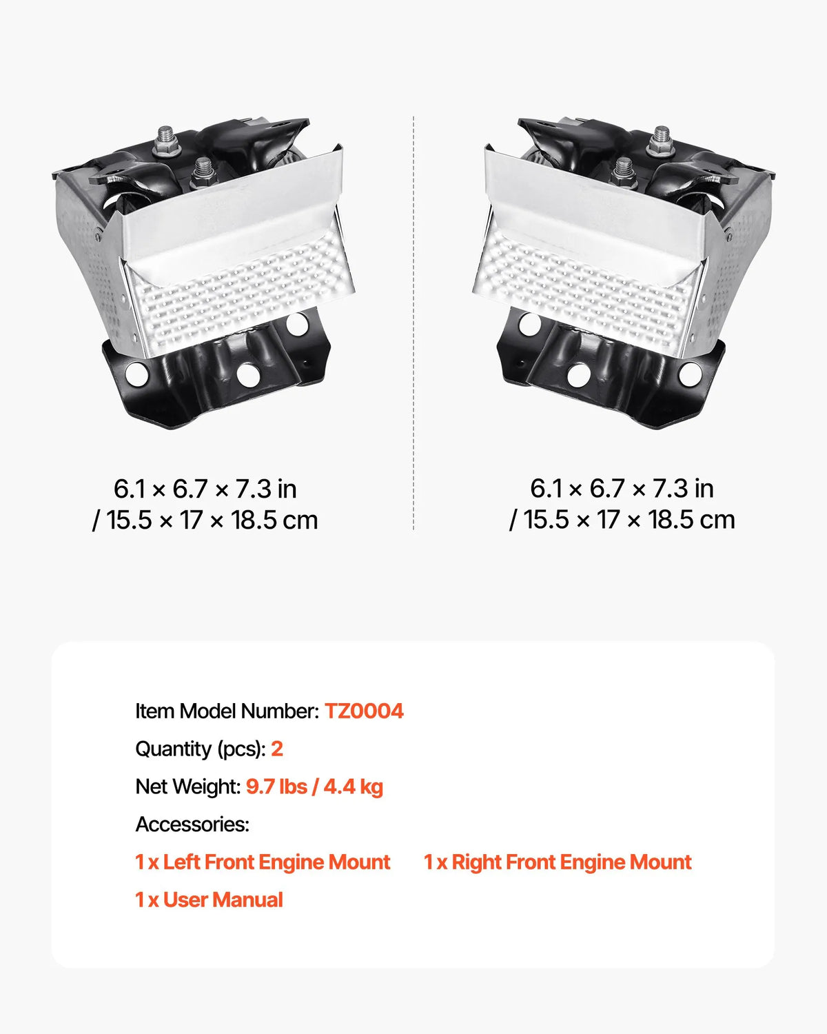 VEVOR dzinēja motora balstu nomaiņas komplekts, 2 gab., saderīgs ar Chevrolet Silverado 1500 2007–2013, 5.3L V8, priekšējie kreisais un labais balsts, OE A5365 nomaiņa