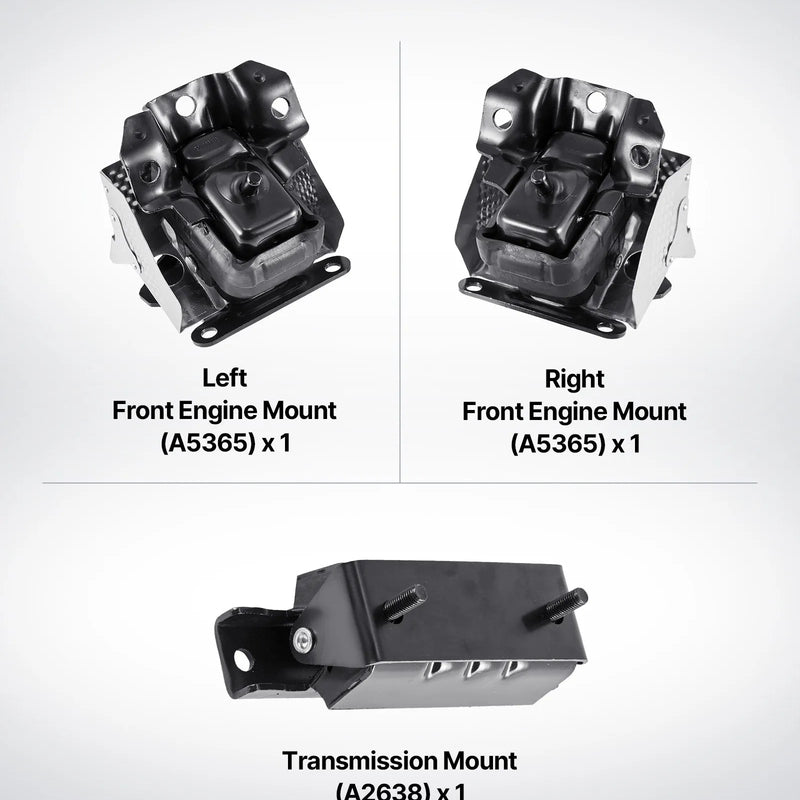 VEVOR dzinēja un transmisijas balstu komplekts, 3 gab., saderīgs ar 2007–2013 Chevrolet Silverado 1500 5.3L V8, OE nomaiņa A5365, A5365, A2638, nodrošina drošu un stabilu balstu.