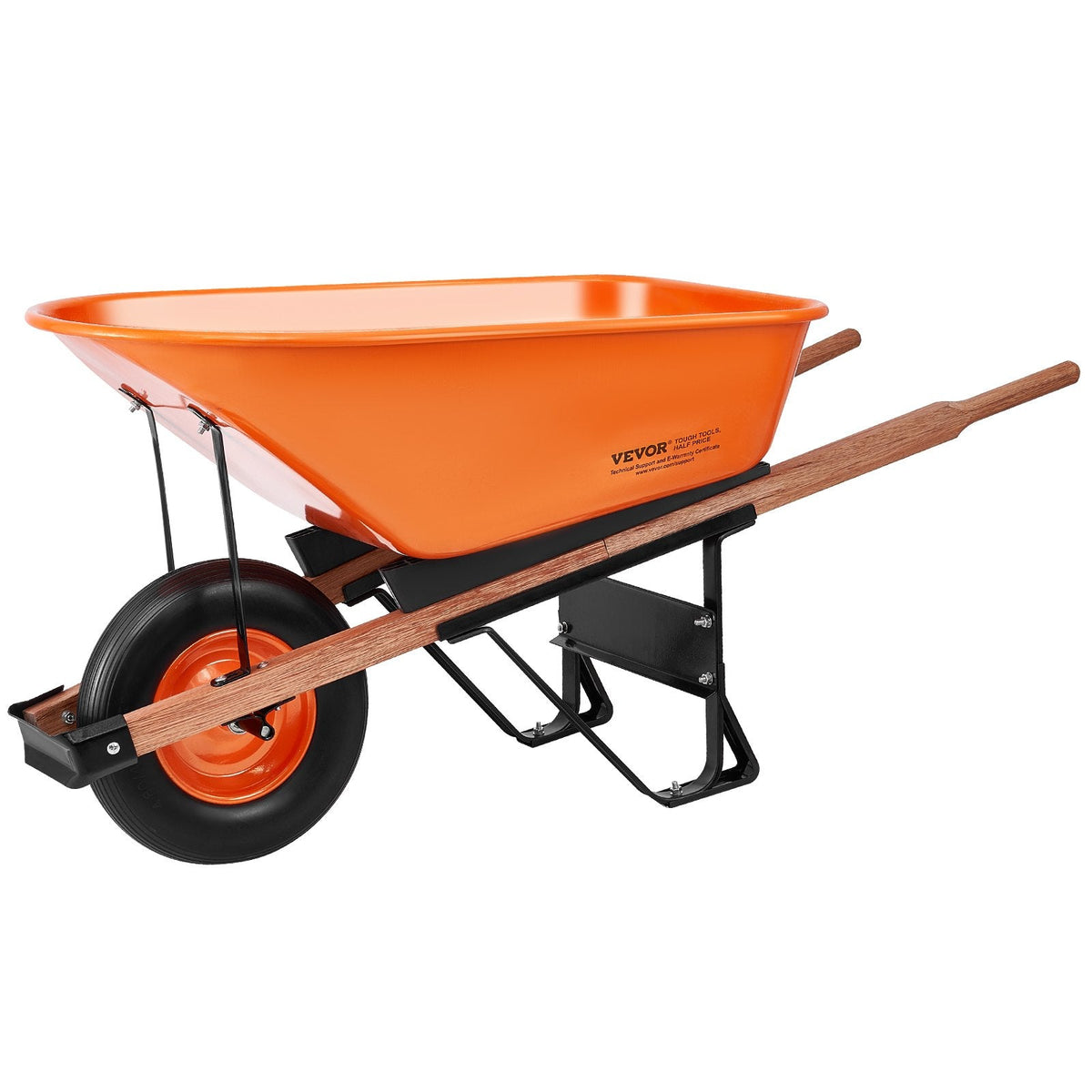 VEVOR vienriteņa dārza ķerra 170 l tilpums un 150 kg kravnesība, dārza izgāžamais ratiņš ar metāla rokturi un 406 mm platu riteni, vieglai iekraušanai paredzēts dārza un saimniecības transportēšanas ratiņš zālienam un dārzam