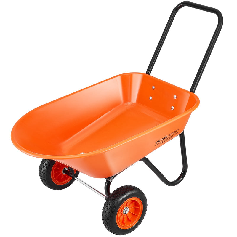 VEVOR dārza ratiņi ar 142 l tilpumu un 180 kg kravnesību, 2 riteņu dārza izgāžamais ratiņš ar rokturi un 254 mm platiem riteņiem, vieglai iekraušanai paredzēts dārza transportēšanas ratiņš zālienam un pagalma