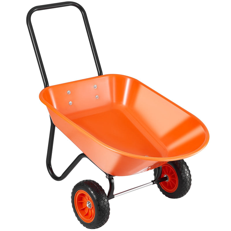 VEVOR dārza ratiņi ar 142 l tilpumu un 180 kg kravnesību, 2 riteņu dārza izgāžamais ratiņš ar rokturi un 254 mm platiem riteņiem, vieglai iekraušanai paredzēts dārza transportēšanas ratiņš zālienam un pagalma