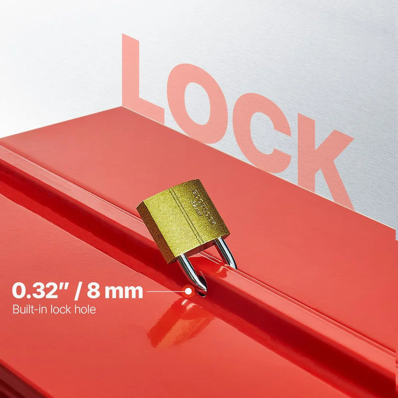 Металлический ящик для инструментов 35,6 см, 2 яруса, 3 отделения, складной переносной с ручкой и замком, сталь с порошковым покрытием, красный