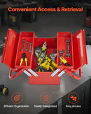 Металлический ящик для инструментов 35,6 см, 2 яруса, 3 отделения, складной переносной с ручкой и замком, сталь с порошковым покрытием, красный