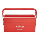 Металлический ящик для инструментов 35,6 см, 2 яруса, 3 отделения, складной переносной с ручкой и замком, сталь с порошковым покрытием, красный