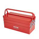 Metāla instrumentu kaste 45,7 cm, 3 līmeņu 5 nodalījumu salokāma pārnēsājama ar rokturi un aizslēga vietu, pulverkrāsots tērauds, sarkana