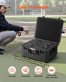 VEVOR 99 L ūdensnecaurlaidīgs un putekļdrošs cietais pārvadāšanas konteiners ar riteņiem, izbīdāmu rokturi, IP67 aizsardzību, aizdares klipšiem, piekaramās atslēgas atverēm un putu ieliktni, melns, liels izmērs