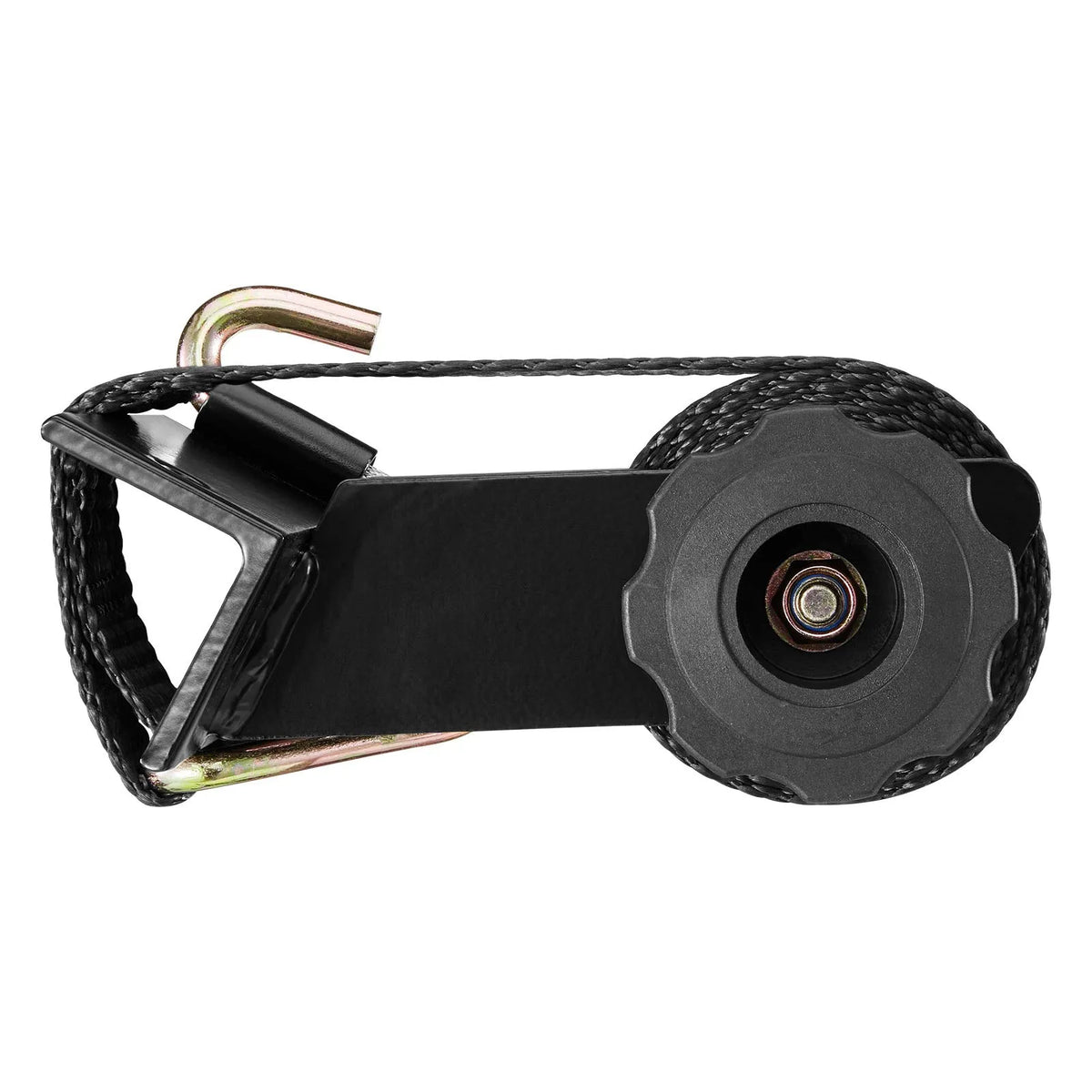 VEVOR kāpņu statņa spriegšanas siksnas, melnas, piemērotas kvadrātveida caurules stiprināšanai, 38 mm platas × 2,25 m garas, ar dubultiem J-āķiem, smagajai kravai līdz 226,8 kg, ar sprādzes bloķēšanas mehānismu (2 gab.)