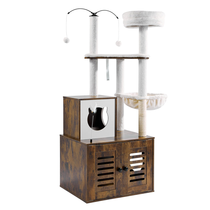 VEVOR kaķu rāpšanās koks, kaķu skrāpēšanas koks, spēļu koks, 580x500x1400 mm