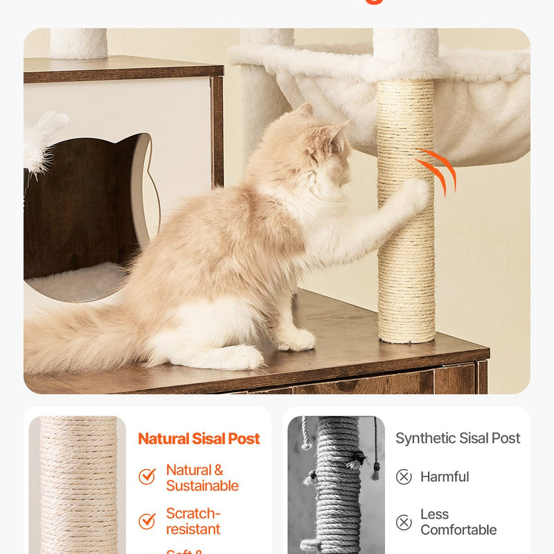 VEVOR kaķu rāpšanās koks, kaķu skrāpēšanas koks, spēļu koks, 580x500x1400 mm