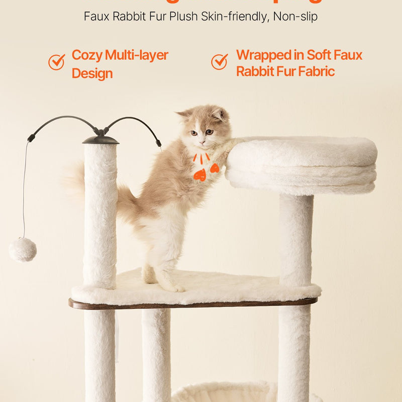 VEVOR kaķu rāpšanās koks, kaķu skrāpēšanas koks, spēļu koks, 580x500x1400 mm