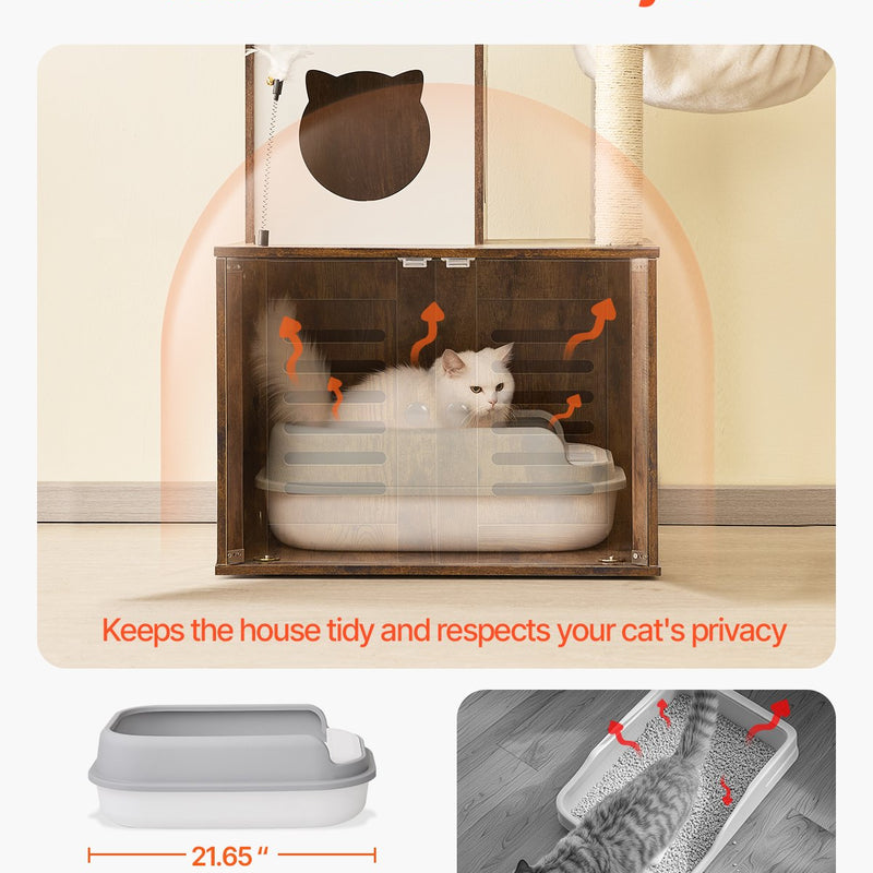 VEVOR kaķu rāpšanās koks, kaķu skrāpēšanas koks, spēļu koks, 580x500x1400 mm