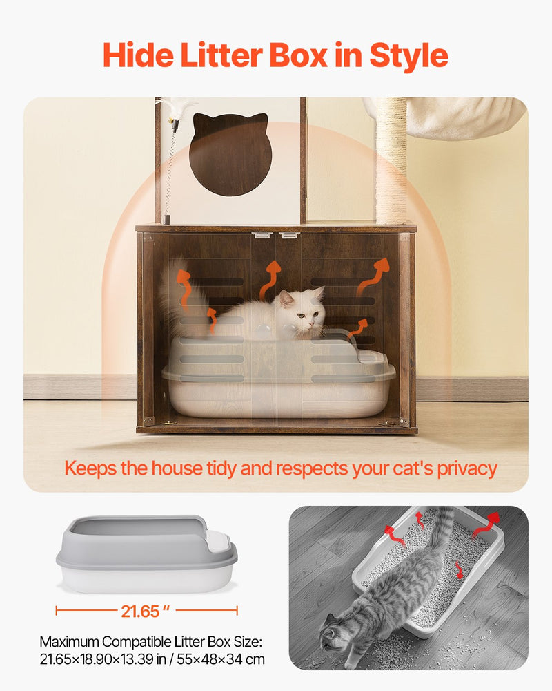 VEVOR kaķu rāpšanās koks, kaķu skrāpēšanas koks, spēļu koks, 580x500x1400 mm