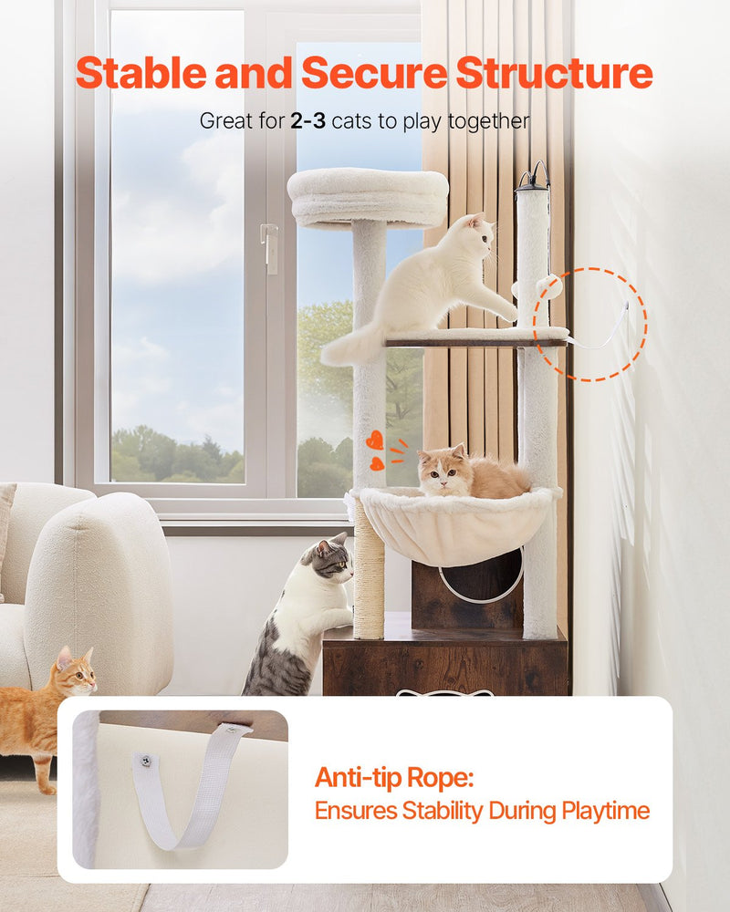 VEVOR kaķu rāpšanās koks, kaķu skrāpēšanas koks, spēļu koks, 580x500x1400 mm