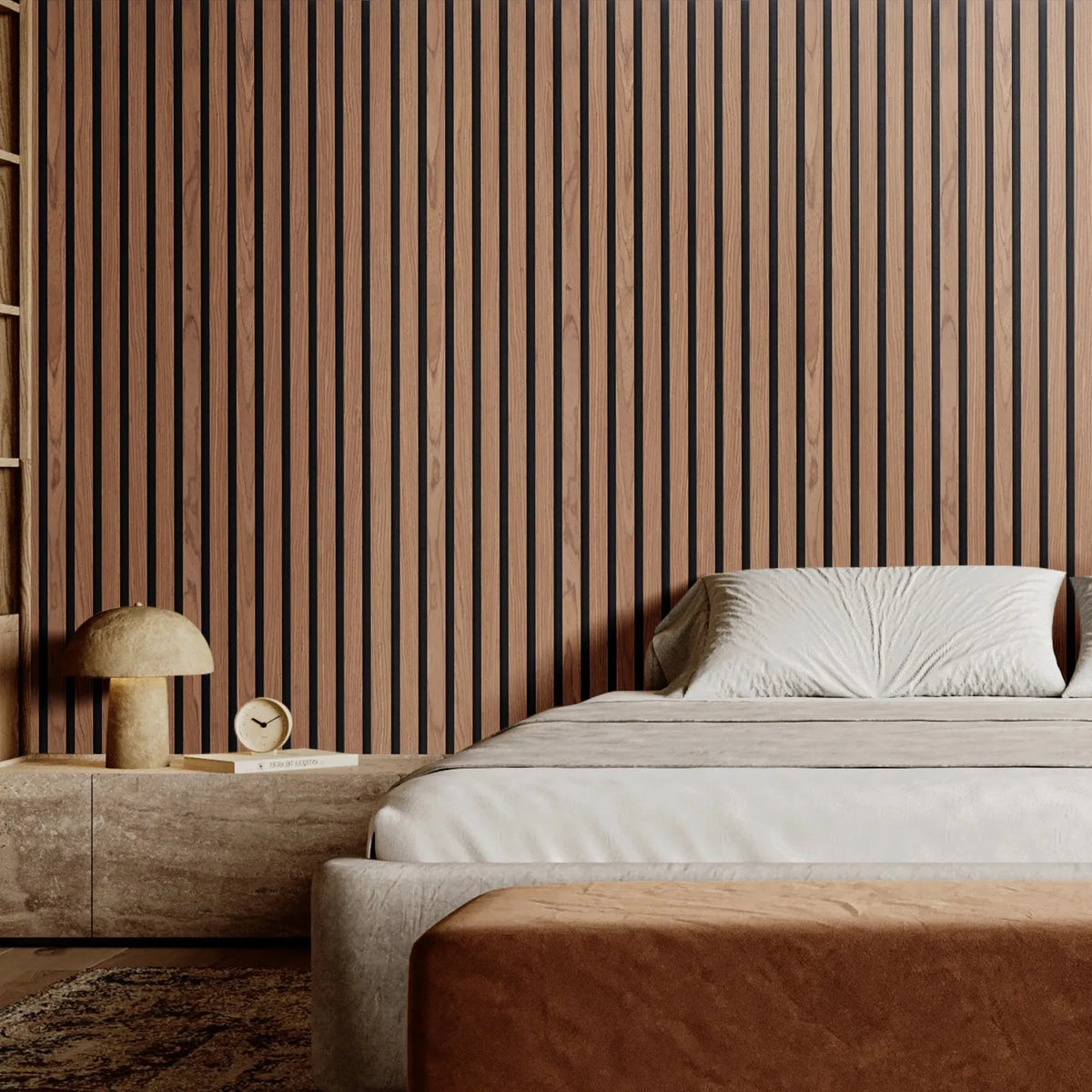 VEVOR koka līstu akustiskie paneļi, 600 × 1200 mm, MDF akcenta koka sienas paneļi modernam interjeram, mākslīgā koka sienas paneļi stilīgam dekoram un trokšņu samazināšanai, valrieksta krāsā