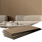 VEVOR koka līstu akustiskie paneļi, 60 × 120 cm, MDF sienas dekors trokšņu samazināšanai, gaišs ozols