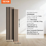 VEVOR koka līstu akustiskie paneļi, 200 × 2400 mm, MDF akcenta koka sienas paneļi modernam interjera dekoram, mākslīgā koka sienas paneļi trokšņu samazināšanai, sudrabkoka krāsā