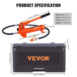 VEVOR 4 Ton Porta Power Kit - kaasaskantav hüdrauliline tõstuk koos 3,9 ft/1,2 m õlivoolikuga, autokere remondikomplekt koos hoiukastiga, sobib autode remondiks, veoautodele, põllumajandusele (8800 LBS)
