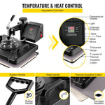 VEVOR 5-in-1 termopreses iekārta 38x30 cm, T-kreklu, krūžu, cepuru un šķīvju siltuma pārneses iekārta