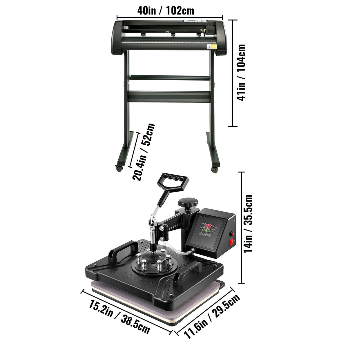 VEVOR 5-in-1 siltuma prese 12x15 cm ar 870 mm vinila griezēja ploteri, komplekts sublimācijai un amatniecībai