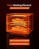 Elektriskā picas krāsns, 46 cm divstāvu galda modelis, 450 °C, ar termometru, neatkarīgu temperatūras kontroli un taimeri