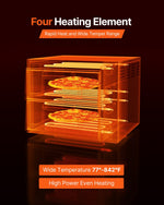Elektriskā picas krāsns, 46 cm divstāvu galda modelis, 450 °C, ar termometru, neatkarīgu temperatūras kontroli un taimeri