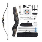 Sporta un mērķšaušanas komplekts ar recurve loku — 152 cm izjaucams koka loks labročiem ar ergonomisku rokturi, piemērots treniņiem un šaušanai mērķī (13,6 lbs), iesācējiem un pieredzējušiem