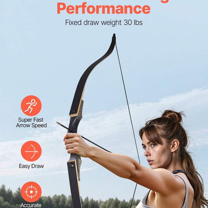 Sporta un mērķšaušanas komplekts ar recurve loku — 152 cm izjaucams koka loks labročiem ar ergonomisku rokturi, piemērots treniņiem un šaušanai mērķī (13,6 lbs), iesācējiem un pieredzējušiem