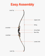 Sporta un mērķšaušanas komplekts ar recurve loku — 152 cm izjaucams koka loks labročiem ar ergonomisku rokturi, piemērots treniņiem un šaušanai mērķī (13,6 lbs), iesācējiem un pieredzējušiem