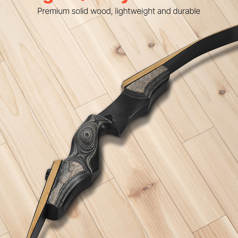 Sporta un mērķšaušanas komplekts ar recurve loku — 152 cm izjaucams koka loks labročiem ar ergonomisku rokturi, piemērots treniņiem un šaušanai mērķī (13,6 lbs), iesācējiem un pieredzējušiem