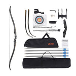 Sporta un mērķšaušanas komplekts ar recurve loku — 152 cm izjaucams koka loks labročiem ar ergonomisku rokturi, piemērots treniņiem un šaušanai mērķī (13,6 lbs), iesācējiem un pieredzējušiem